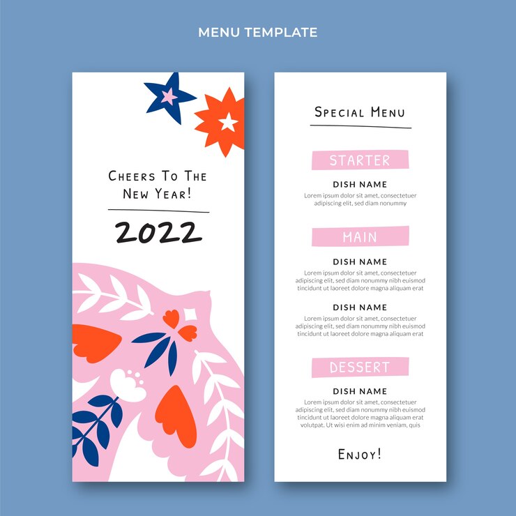 Free Vector flat new year menu template