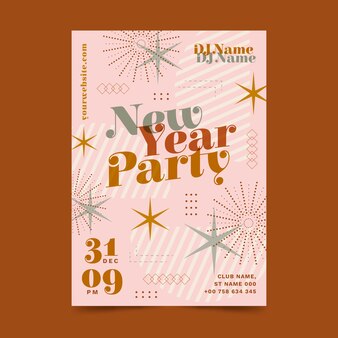 Flat new year party flyer template
