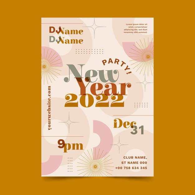 Flat new year party flyer template