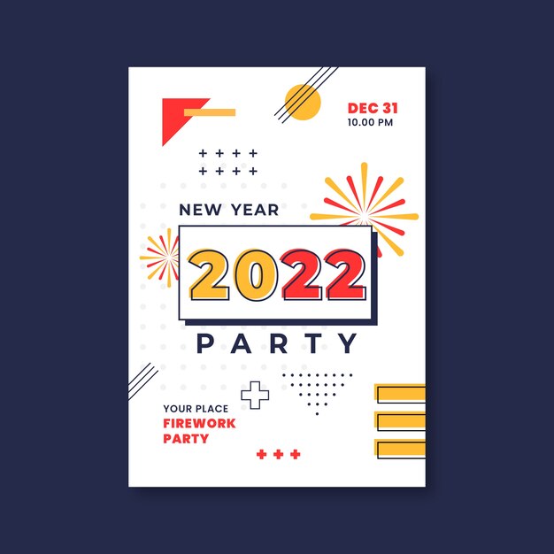 Flat new year party flyer template