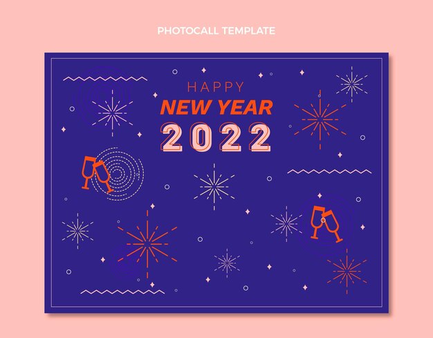 Flat new year photocall template