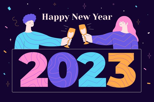 Flat new year's eve celebration illustration