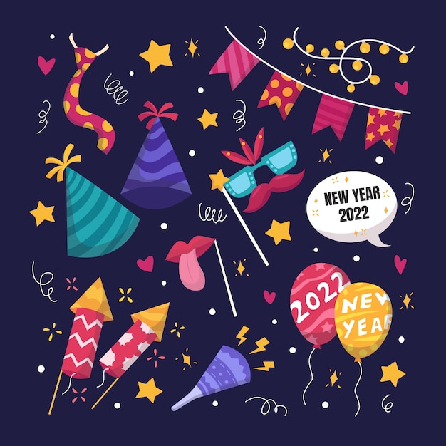 Free vector flat new year's eve elements collection