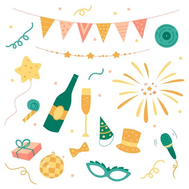 Free Vector flat new year's eve elements collection