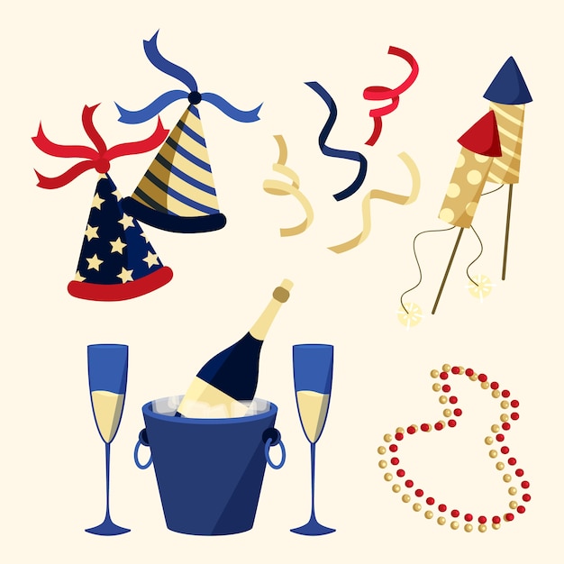 Free vector flat new year's eve elements collection