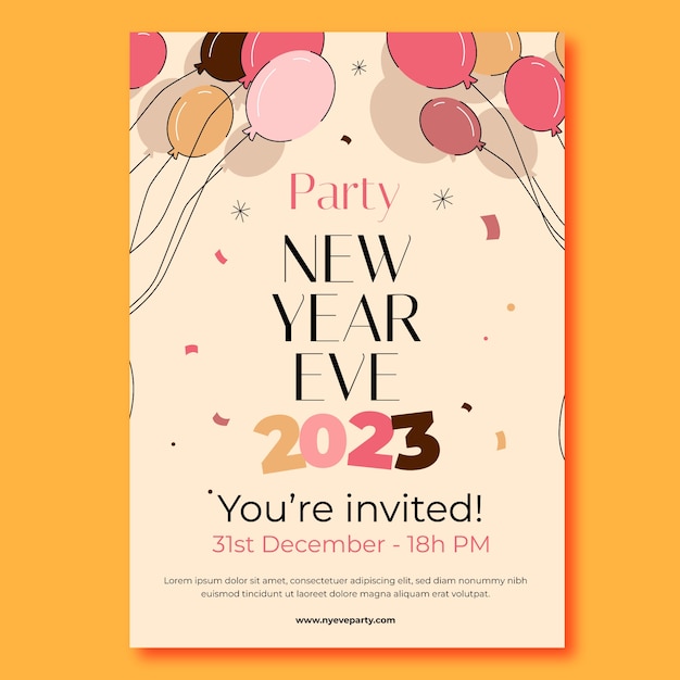 Free vector flat new year's eve party invitation template