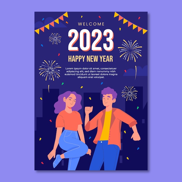 Free vector flat new year's eve vertical poster template