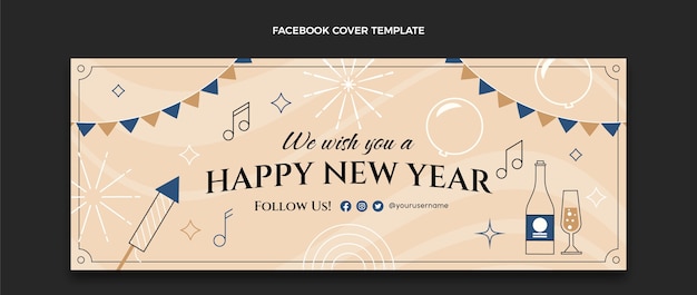 Free vector flat new year social media cover template