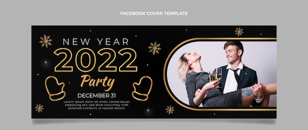 Flat new year social media cover template