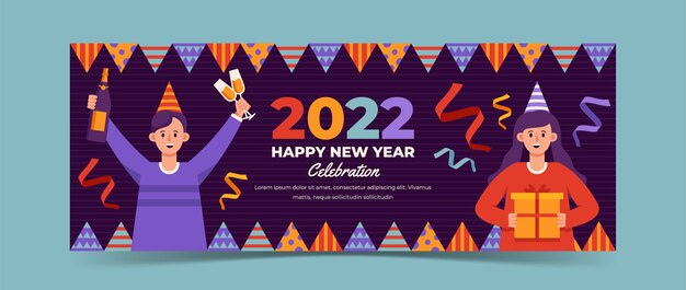 flat new year social media cover template