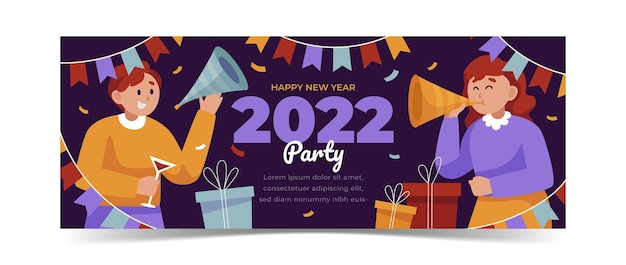 Free vector flat new year social media cover template