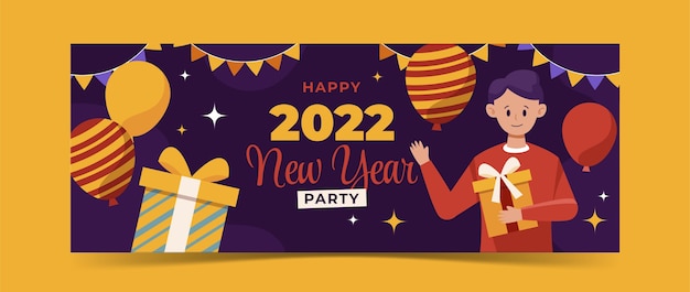 Free vector flat new year social media cover template