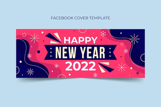 Flat new year social media cover template