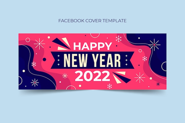 Free vector flat new year social media cover template