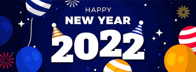 Flat new year social media cover template