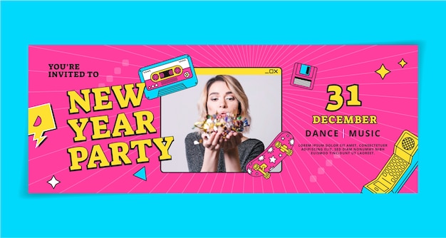Free vector flat new year social media cover template