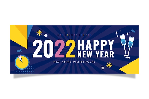 Free vector flat new year social media cover template