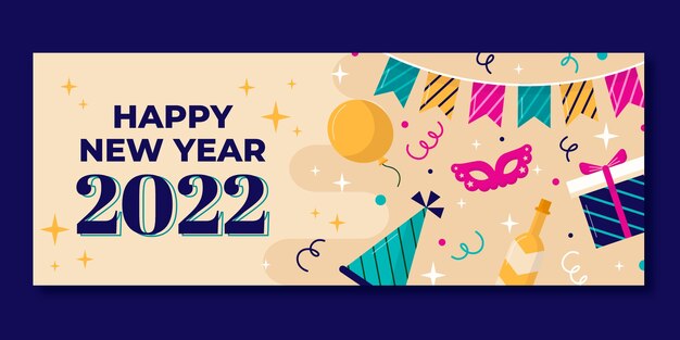 flat new year social media cover template