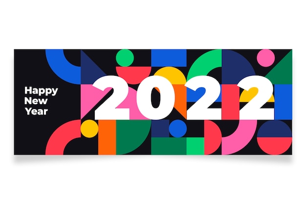 Flat new year social media cover template