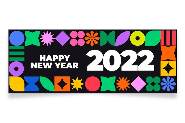 Free vector flat new year social media cover template