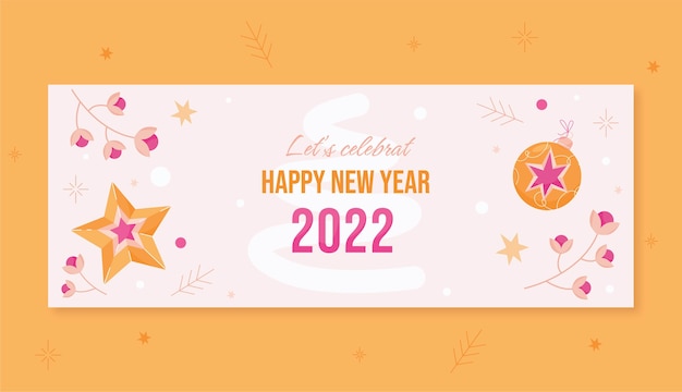 Flat new year social media cover template