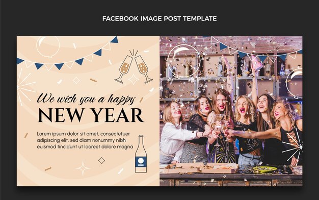 Flat new year social media post template