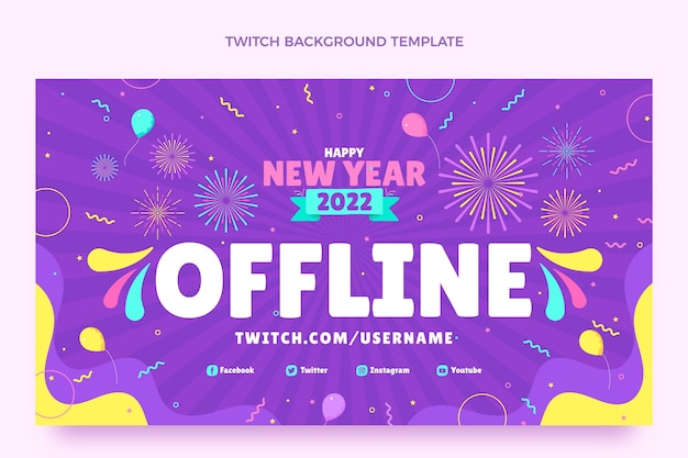 Free vector flat new year twitch background