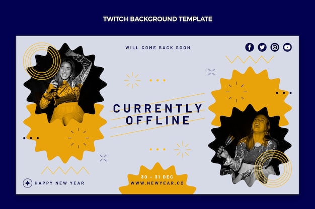 Free vector flat new year twitch background