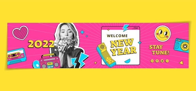 Banner di contrazione piatto di capodanno