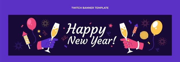 flat new year twitch banner