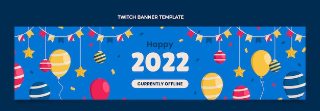 Free vector flat new year twitch banner