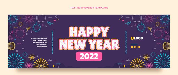 Плоский новогодний заголовок twitter