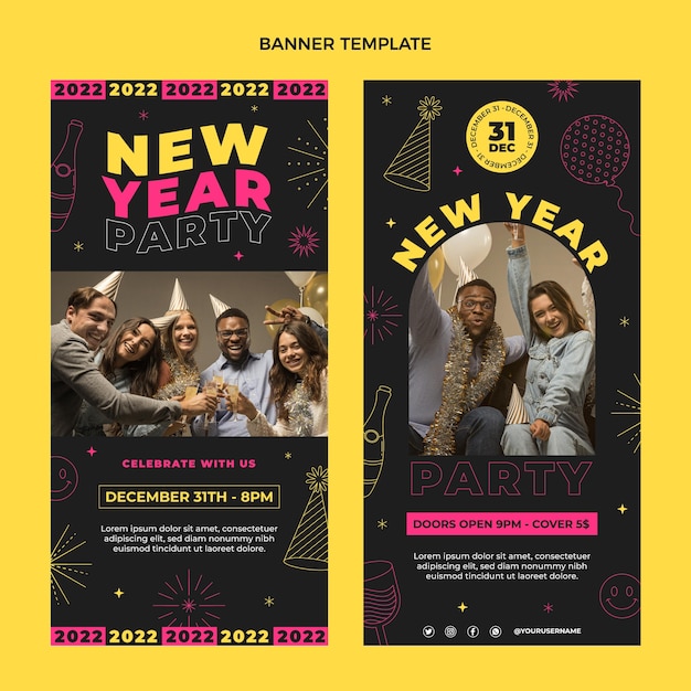 Flat new year vertical banners set