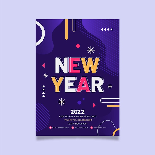 Modello di poster verticale piatto di capodanno