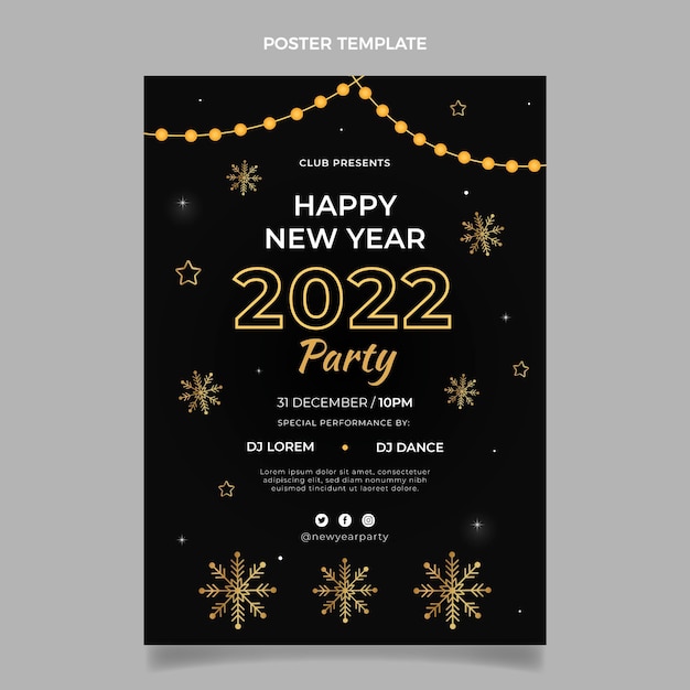 Flat new year vertical poster template