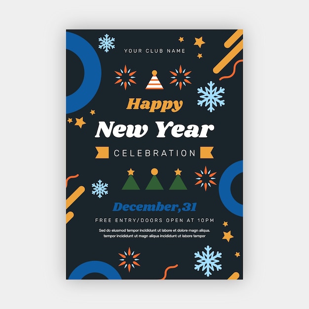 Free vector flat new year vertical poster template