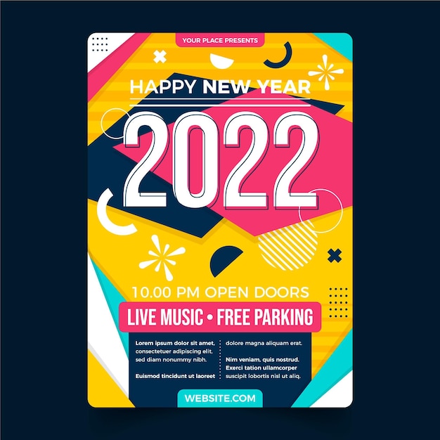 Flat new year vertical poster template