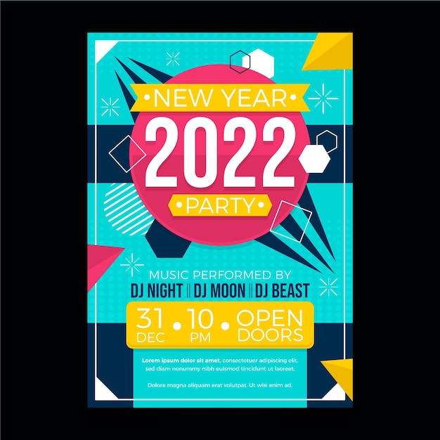 Flat new year vertical poster template