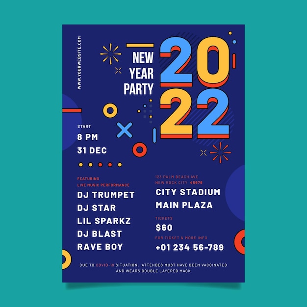 Flat new year vertical poster template