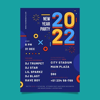 Flat new year vertical poster template