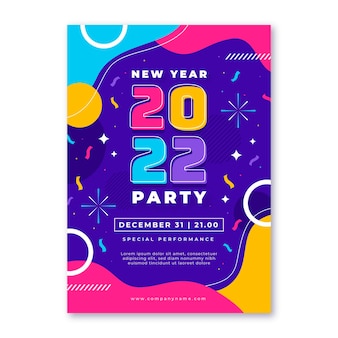 Flat new year vertical poster template