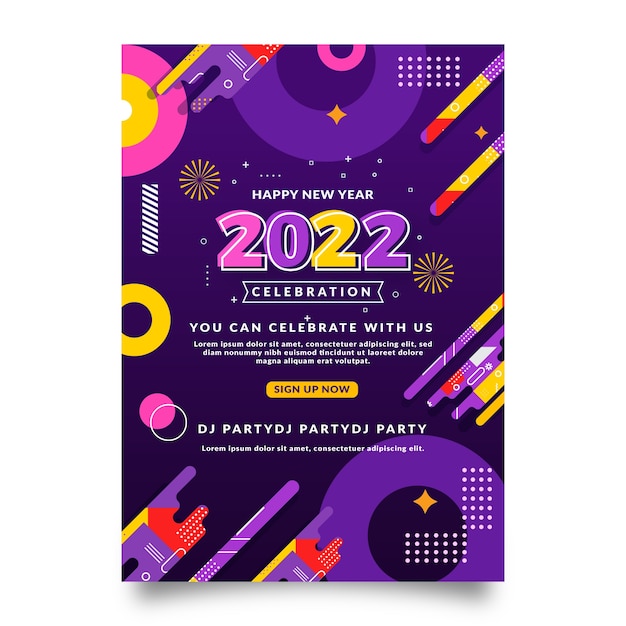 Flat new year vertical poster template