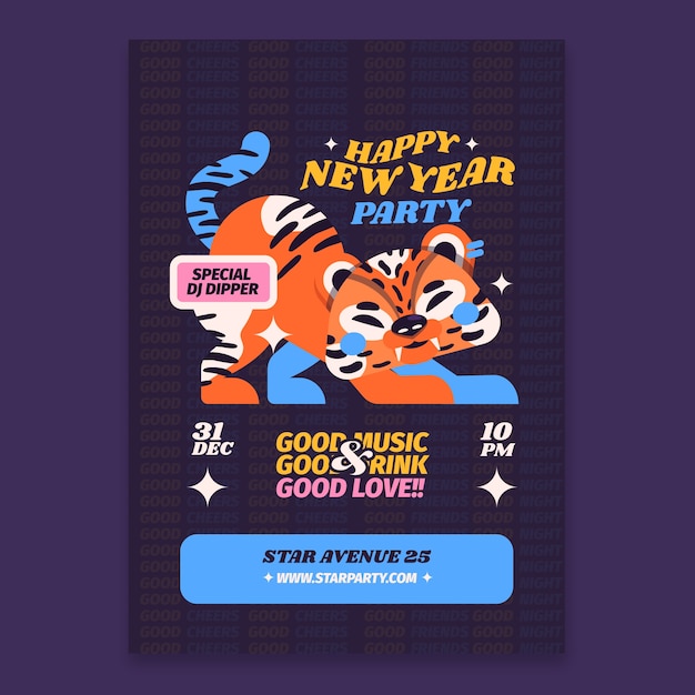 Free vector flat new year vertical poster template