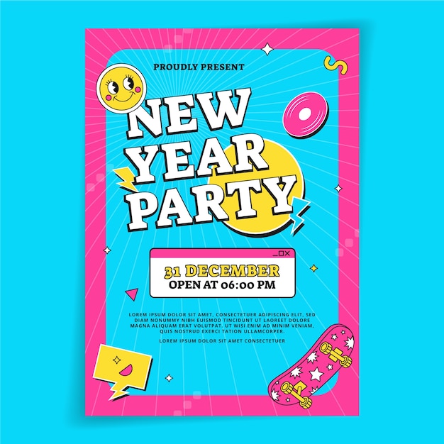 Free vector flat new year vertical poster template