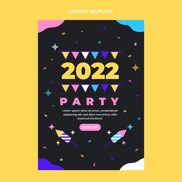 Flat new year vertical poster template