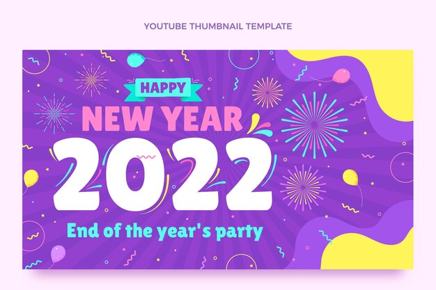 Flat new year youtube thumbnail