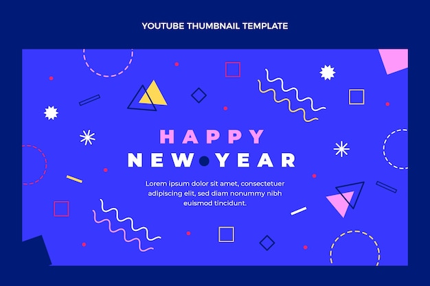 無料ベクター フラット新年youtubeサムネイル