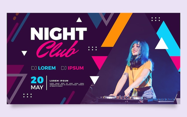 Free vector flat night club social media post template