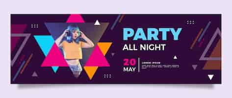 Free vector flat night club twitter header template