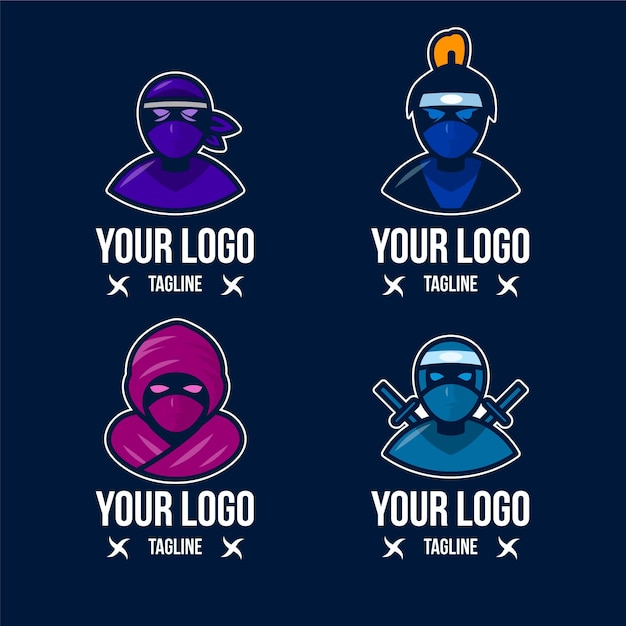 Free vector flat ninja logo template